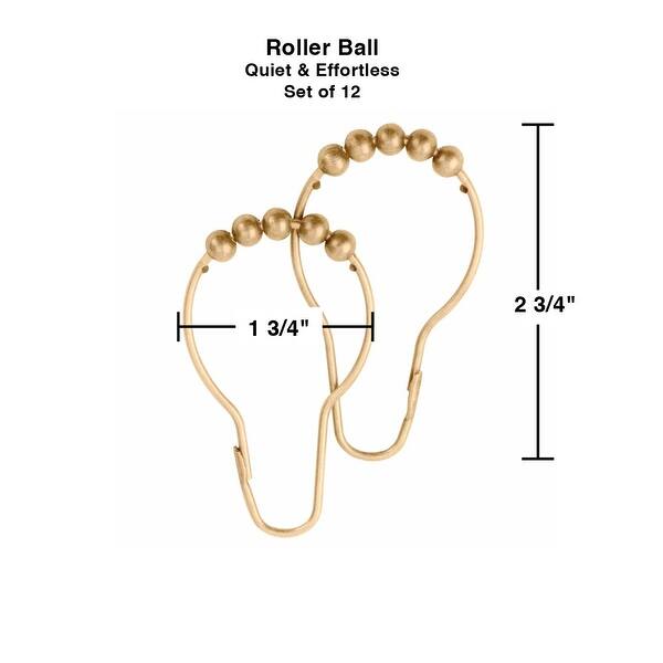 120 All Brass Shower Curtain Hooks Ring Roller Ball Pack of 10